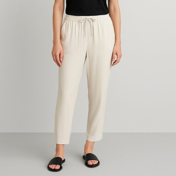 Eileen Fisher Pants - NWT Eileen Fisher Silk Ankle Pant Bone Cream Color size Petite Medium Pull-On